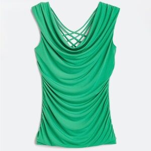 Chic Green Draped Women's Blouse